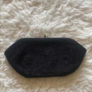 Elegant Black Beaded Clutch